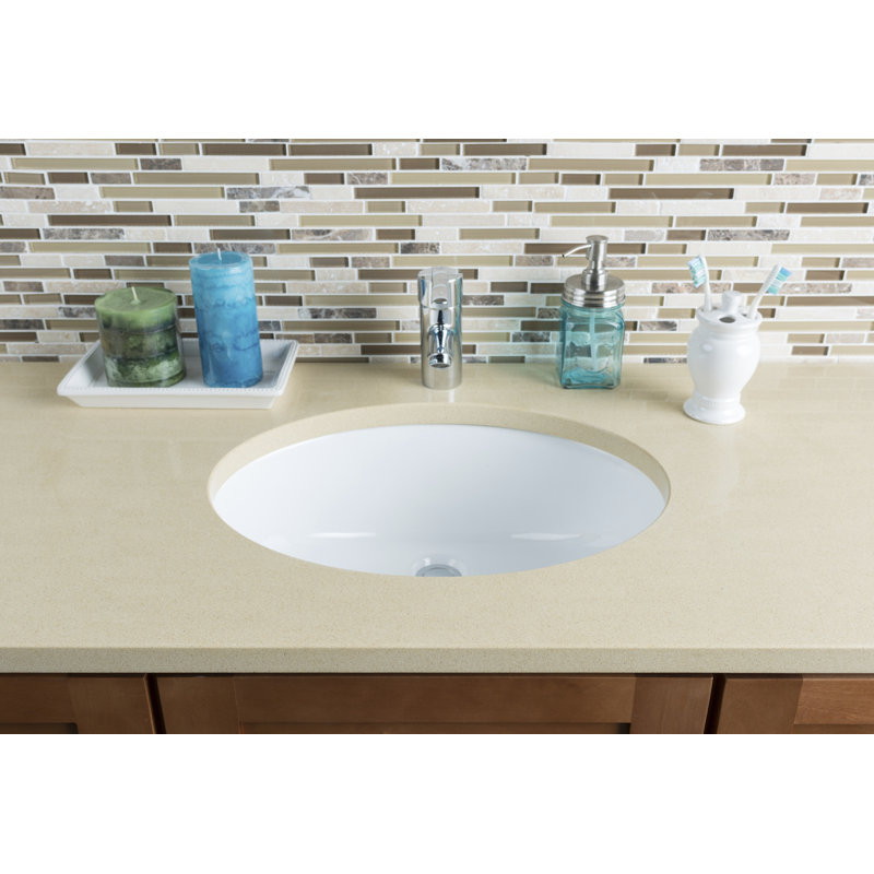 Hahn Medium Vitreous China Oval Undermount Bathroom Sink with Overflow